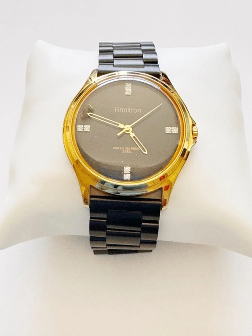 Armitron Gold Tone Black Steel Watch 42mm 7.75”